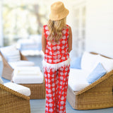 Adela Feather Pant Set - Red Shells