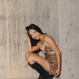 Valoria Sequin Mini Dress - Dusty Rose