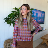 Emely Gingham Smocked Top - Magenta