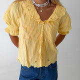 Marley Embroidered Collar Blouse - Butter Yellow