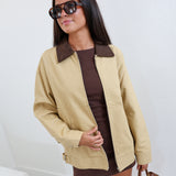 Connie Beige Collared Jacket - Dessert