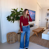 Abbey Long Sleeve Top - Scarlet