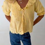 Marley Embroidered Collar Blouse - Butter Yellow
