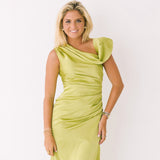 Mallie Satin Maxi Dress - Lime