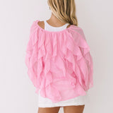 Lowen Long Sleeve Ruffle Top -Light Pink