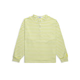 Striped Button Long Sleeve Top - Cisco Lime/White