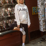 Oversized Terry Rolled Neck - Grey/Black Polka Dot