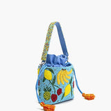 Lush Fruits Beaded Bucket Bag