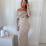 Thelma Off The Shoulder Maxi Dress - Gold Halo Dot