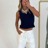 Riley Studded Tank Top - Navy