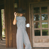 Fancy Striped Button Pants - Glacier/Chocolate (PREORDER 3 WEEKS)