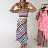 Solei Strapless Midi Dress - Summer Stripes