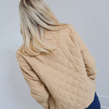 Kiley Corduroy Collar Quilted Jacket - Khaki