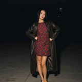 Carolina Faux Leather Long Coat - Brown