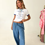 Bridget Denim Elastic Band Pants - Denim
