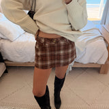 Victoria Mini Skort - Taupe Plaid