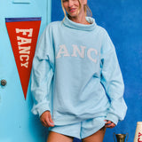 Oversized Terry Rolled Neck - Powder Blue