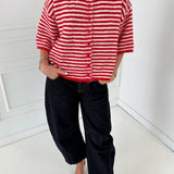 Megan Knit Cardigan - Red/Ivory