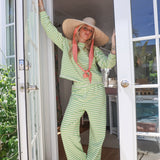 Fancy Striped Long Sleeve Top - Palm/Cream