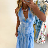 Madi Halter Neck Maxi Dress - Lt.Blue