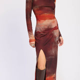 Allyson Mesh Maxi Dress - Rust