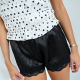 Isla Lace Trim Shorts - Black
