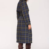 Havana Plaid Trench Coat - Navy/Green Plaid