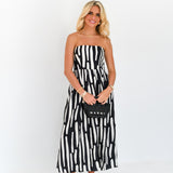 Lainey Strapless Abstract Midi Dress - Black/White