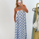 Paisley Flowy Maxi Dress - Blue