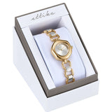 Open Circle Bracelet Watch in Mixed Metal: Brushed Silver Dial with Mixed Metal