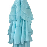 Camellia Floral Ruffle Maxi Dress - Aqua