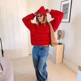 Catie Braided Knit Sweater Top - Red