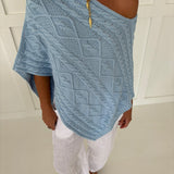 Mandy Knit Poncho Top- Lt. Blue