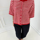 Megan Knit Cardigan - Red/Ivory