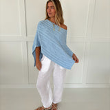 Mandy Knit Poncho Top- Lt. Blue