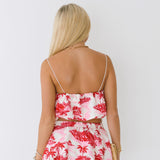 Lola Bubble Skirt Set - Pink/Red Palm