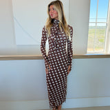 Bryony Polka Dot Midi Dress - Chocolate Polka Dot