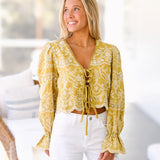 Janie Front Bow Tie Long Sleeve - Mustard