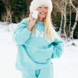 Fancy Oversized Fleece Mockneck - Glacier Sky