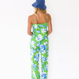 Sylvia Floral Print Pants - Green/White/Blue