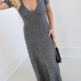 Harley Cable Knit Midi Sweater Dress - Charcoal