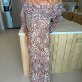 Mckayle Off The Shoulder Maxi Dress - Taupe Animal