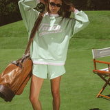 Oversized Terry Varsity Mockneck - Dewy Mint