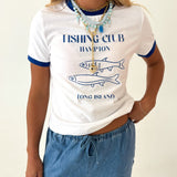 Fishing Club Graphic Tee - Off White/Royal