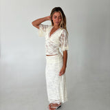 Lila Lace Midi Skirt- Cream