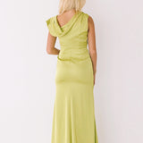Mallie Satin Maxi Dress - Lime