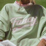 Oversized Terry Varsity Mockneck - Dewy Mint