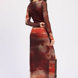 Allyson Mesh Maxi Dress - Rust