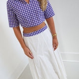 Brynn Gingham Top - White/Purple