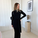 Kelli Mockneck Sweater Maxi Dress - Black